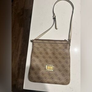 Guess Monogram Brown/off white faux leather Crossbody Bag